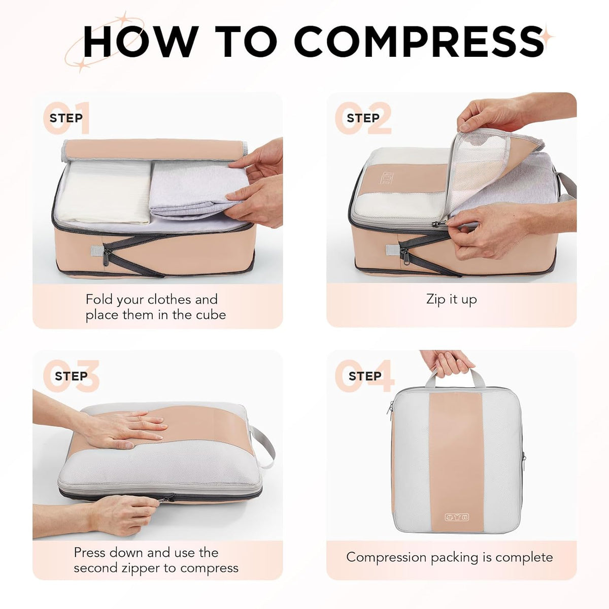 10 Set Compression Packing Cubes for Travel Essentials,Compressible Expandable Space Saver Bags for Organizing Clothes,Luggage Suitcase Garment Bags with Over 1000 pcs Mesh Holes(Black)