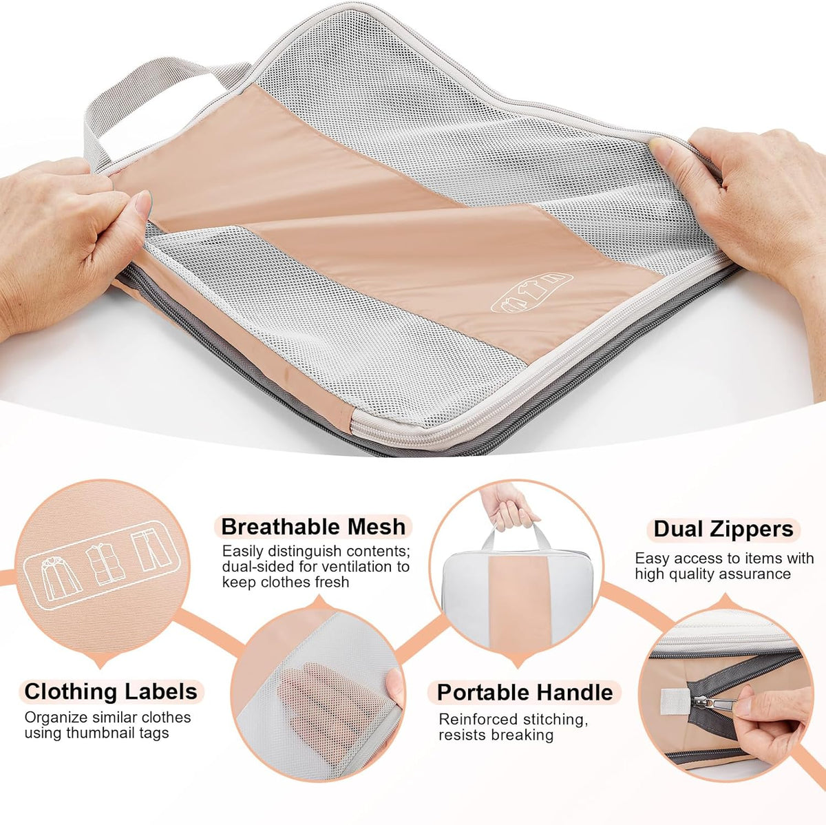 10 Set Compression Packing Cubes for Travel Essentials,Compressible Expandable Space Saver Bags for Organizing Clothes,Luggage Suitcase Garment Bags with Over 1000 pcs Mesh Holes(Black)