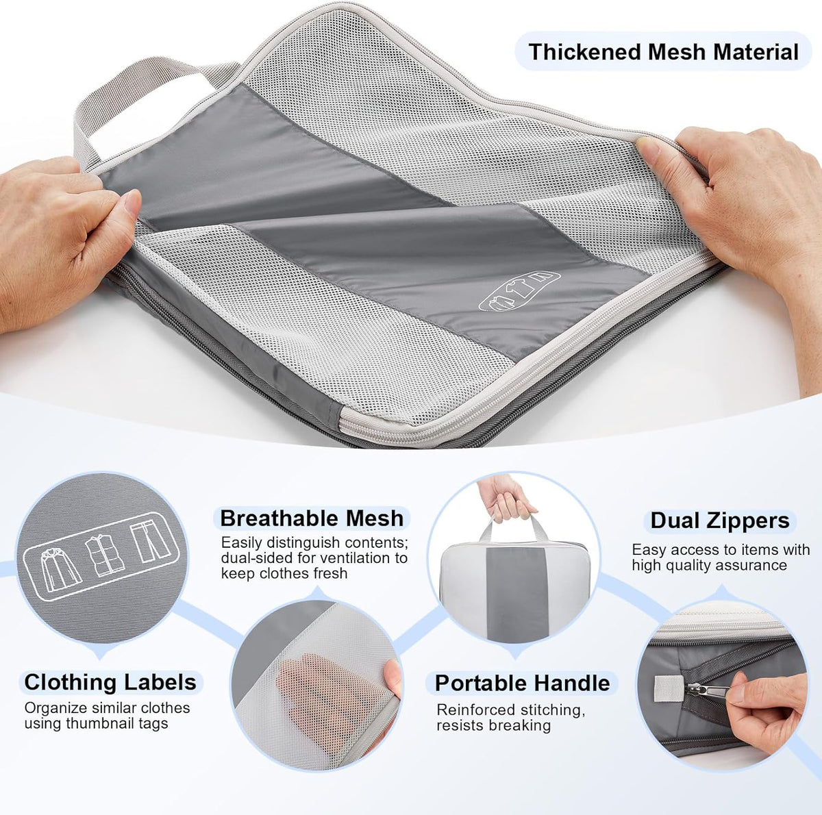 10 Set Compression Packing Cubes for Travel Essentials,Compressible Expandable Space Saver Bags for Organizing Clothes,Luggage Suitcase Garment Bags with Over 1000 pcs Mesh Holes(Black)