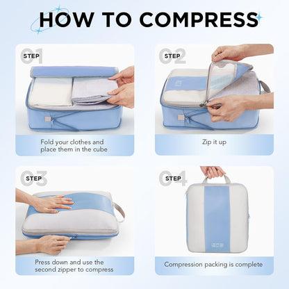 10 Set Compression Packing Cubes for Travel Essentials,Compressible Expandable Space Saver Bags for Organizing Clothes,Luggage Suitcase Garment Bags with Over 1000 pcs Mesh Holes(Black)