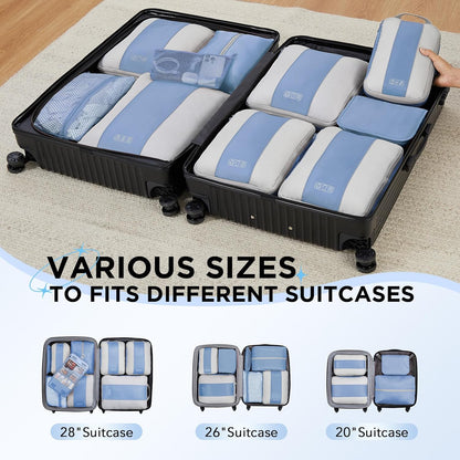 10 Set Compression Packing Cubes for Travel Essentials,Compressible Expandable Space Saver Bags for Organizing Clothes,Luggage Suitcase Garment Bags with Over 1000 pcs Mesh Holes(Black)
