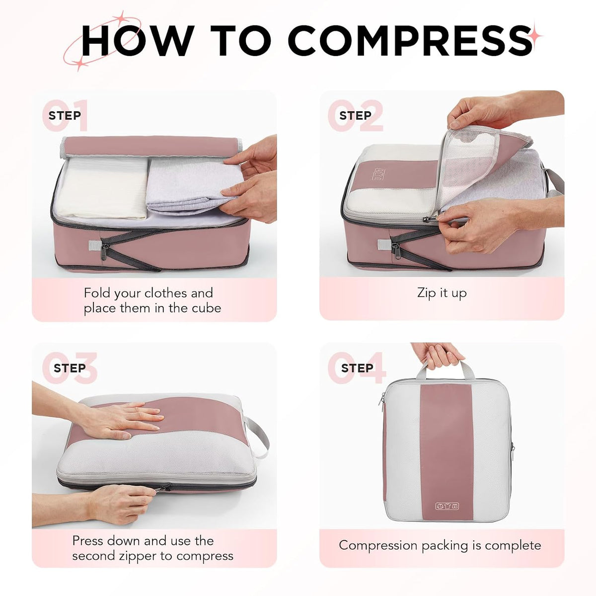 10 Set Compression Packing Cubes for Travel Essentials,Compressible Expandable Space Saver Bags for Organizing Clothes,Luggage Suitcase Garment Bags with Over 1000 pcs Mesh Holes(Black)