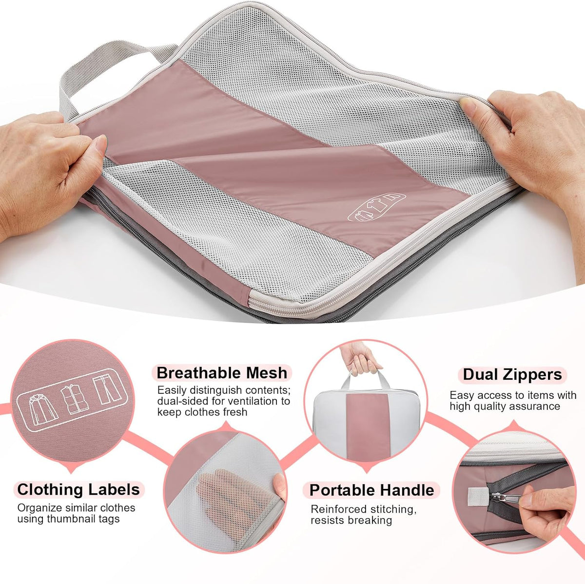 10 Set Compression Packing Cubes for Travel Essentials,Compressible Expandable Space Saver Bags for Organizing Clothes,Luggage Suitcase Garment Bags with Over 1000 pcs Mesh Holes(Black)