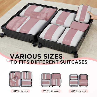 10 Set Compression Packing Cubes for Travel Essentials,Compressible Expandable Space Saver Bags for Organizing Clothes,Luggage Suitcase Garment Bags with Over 1000 pcs Mesh Holes(Black)