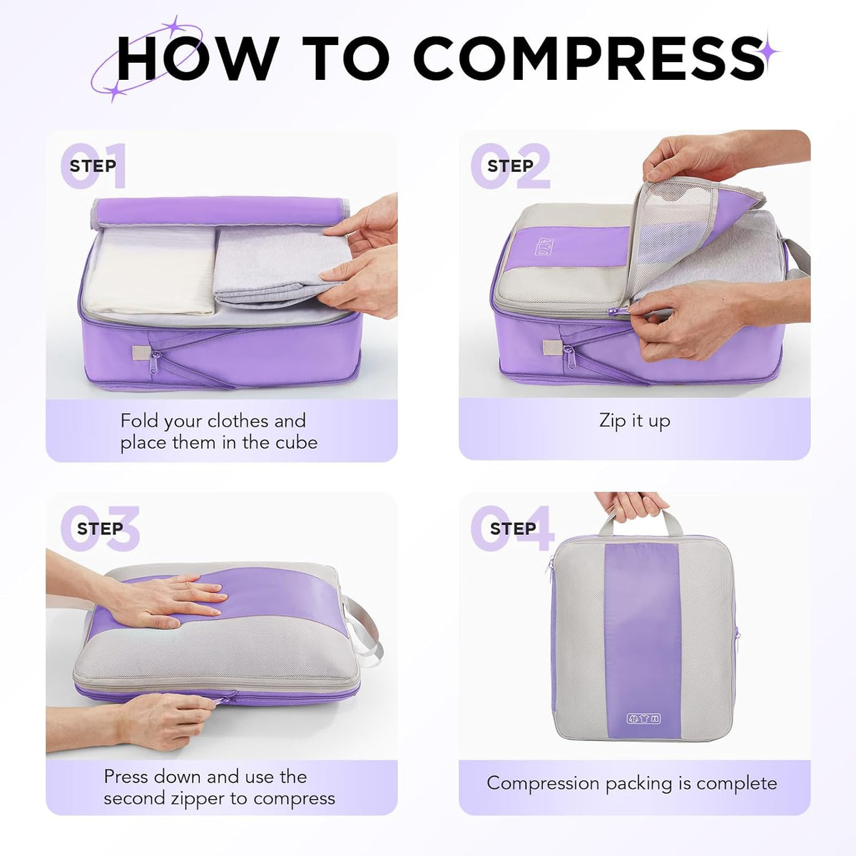 10 Set Compression Packing Cubes for Travel Essentials,Compressible Expandable Space Saver Bags for Organizing Clothes,Luggage Suitcase Garment Bags with Over 1000 pcs Mesh Holes(Black)