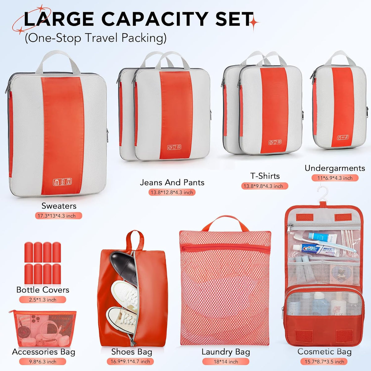 10 Set Compression Packing Cubes for Travel Essentials,Compressible Expandable Space Saver Bags for Organizing Clothes,Luggage Suitcase Garment Bags with Over 1000 pcs Mesh Holes(Black)