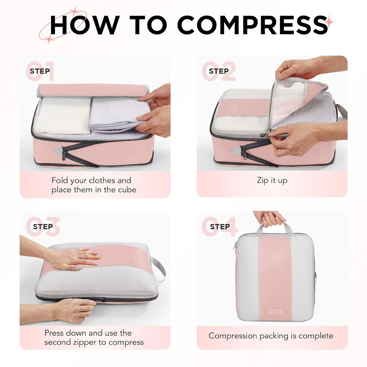 10 Set Compression Packing Cubes for Travel Essentials,Compressible Expandable Space Saver Bags for Organizing Clothes,Luggage Suitcase Garment Bags with Over 1000 pcs Mesh Holes(Black)