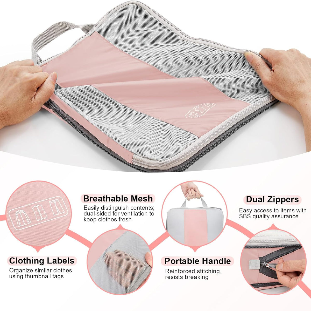 10 Set Compression Packing Cubes for Travel Essentials,Compressible Expandable Space Saver Bags for Organizing Clothes,Luggage Suitcase Garment Bags with Over 1000 pcs Mesh Holes(Black)