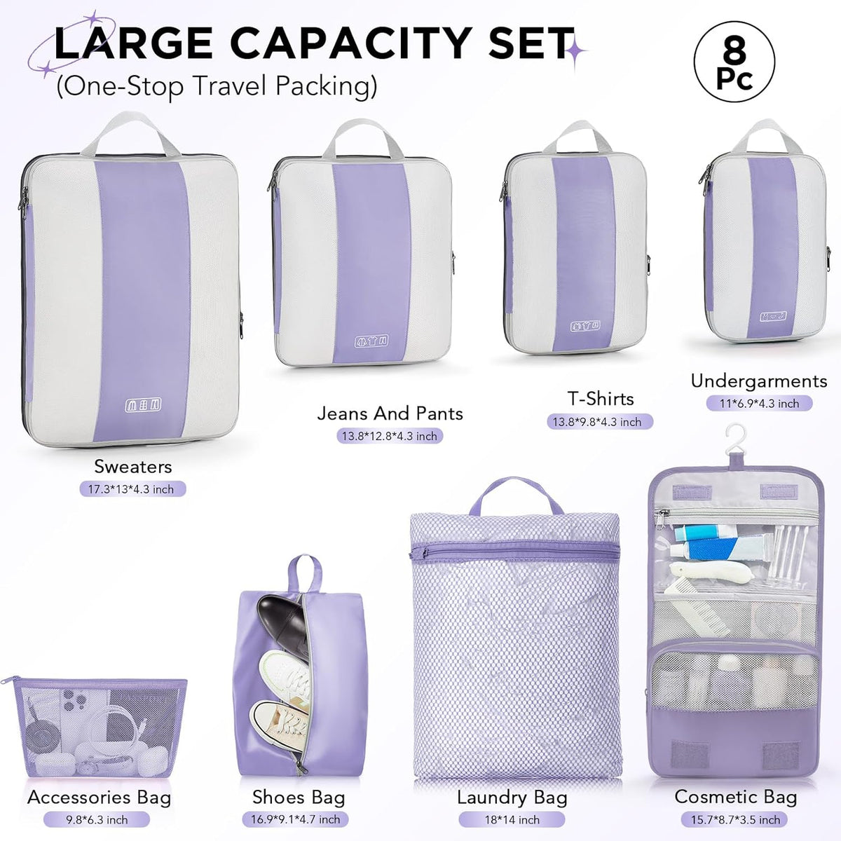 10 Set Compression Packing Cubes for Travel Essentials,Compressible Expandable Space Saver Bags for Organizing Clothes,Luggage Suitcase Garment Bags with Over 1000 pcs Mesh Holes(Black)