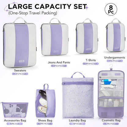 10 Set Compression Packing Cubes for Travel Essentials,Compressible Expandable Space Saver Bags for Organizing Clothes,Luggage Suitcase Garment Bags with Over 1000 pcs Mesh Holes(Black)