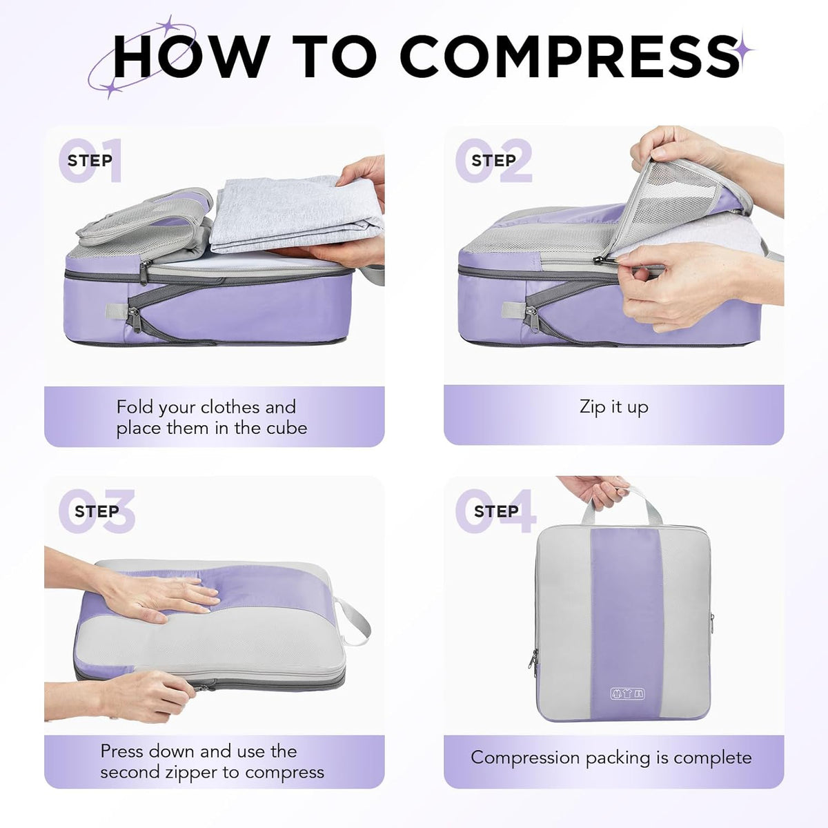 10 Set Compression Packing Cubes for Travel Essentials,Compressible Expandable Space Saver Bags for Organizing Clothes,Luggage Suitcase Garment Bags with Over 1000 pcs Mesh Holes(Black)