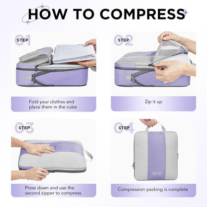 10 Set Compression Packing Cubes for Travel Essentials,Compressible Expandable Space Saver Bags for Organizing Clothes,Luggage Suitcase Garment Bags with Over 1000 pcs Mesh Holes(Black)