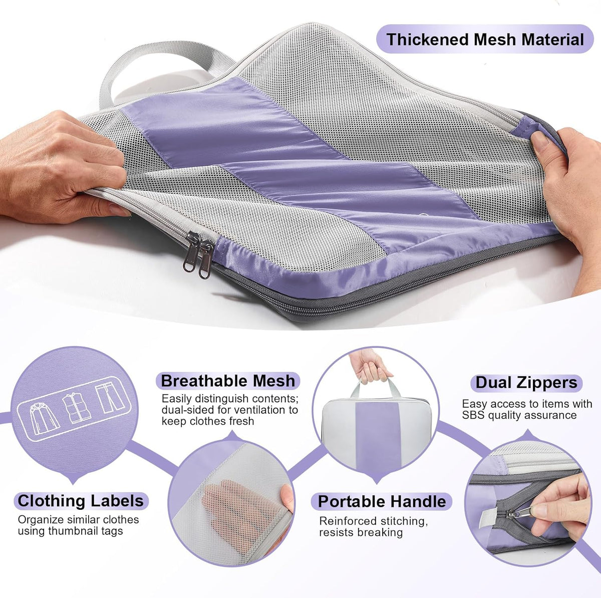 10 Set Compression Packing Cubes for Travel Essentials,Compressible Expandable Space Saver Bags for Organizing Clothes,Luggage Suitcase Garment Bags with Over 1000 pcs Mesh Holes(Black)