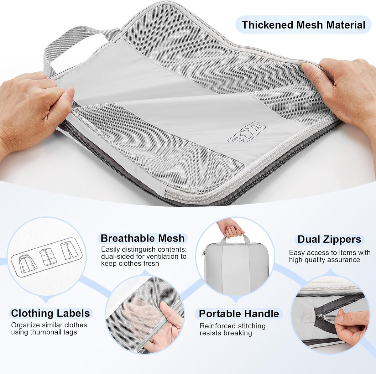 10 Set Compression Packing Cubes for Travel Essentials,Compressible Expandable Space Saver Bags for Organizing Clothes,Luggage Suitcase Garment Bags with Over 1000 pcs Mesh Holes(Black)