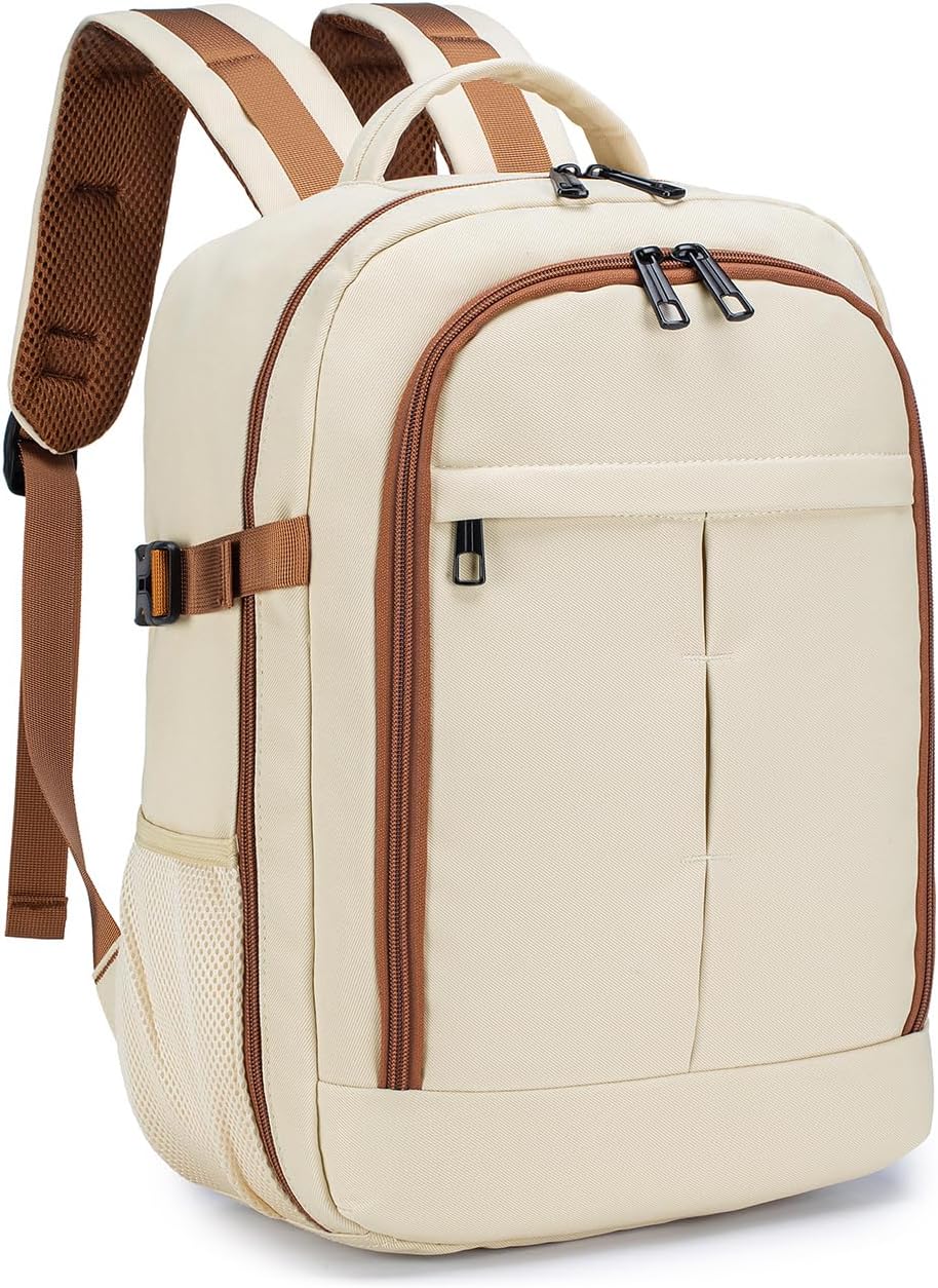 40x30x15cm Personal Item Bag Underseat Travel Backpack 17x13x6 Inches Underseat Personal Item Bag for Airlines Lightweight Carry on Luggage Flight Approved for College Weekender Beige