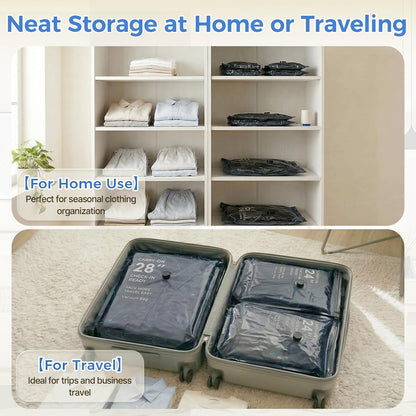 Vacuum Seal Bags for Clothing Travel with Electric Pump (3 Large 28", 5 Medium 24", 4 Small 20") Heavy Duty 0.08mm Travel Vacuum Bags for Luggage & Moving, Reclaim 80% Space