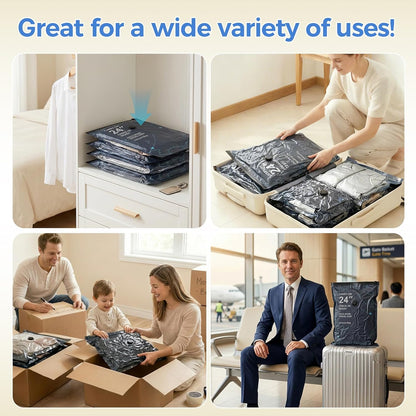 Vacuum Seal Bags for Clothing Travel with Electric Pump (3 Large 28", 5 Medium 24", 4 Small 20") Heavy Duty 0.08mm Travel Vacuum Bags for Luggage & Moving, Reclaim 80% Space