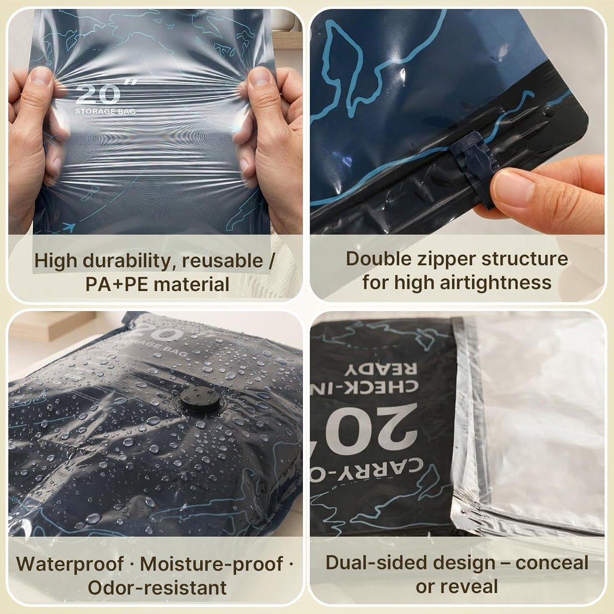 Vacuum Seal Bags for Clothing Travel with Electric Pump (3 Large 28", 5 Medium 24", 4 Small 20") Heavy Duty 0.08mm Travel Vacuum Bags for Luggage & Moving, Reclaim 80% Space