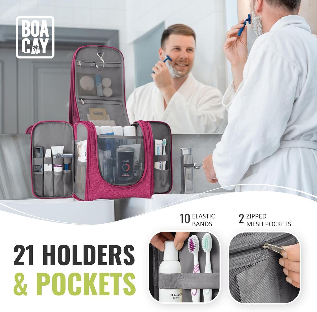Extra Large Hanging Travel Toiletry Bag for Women and Men, Makeup Bag
