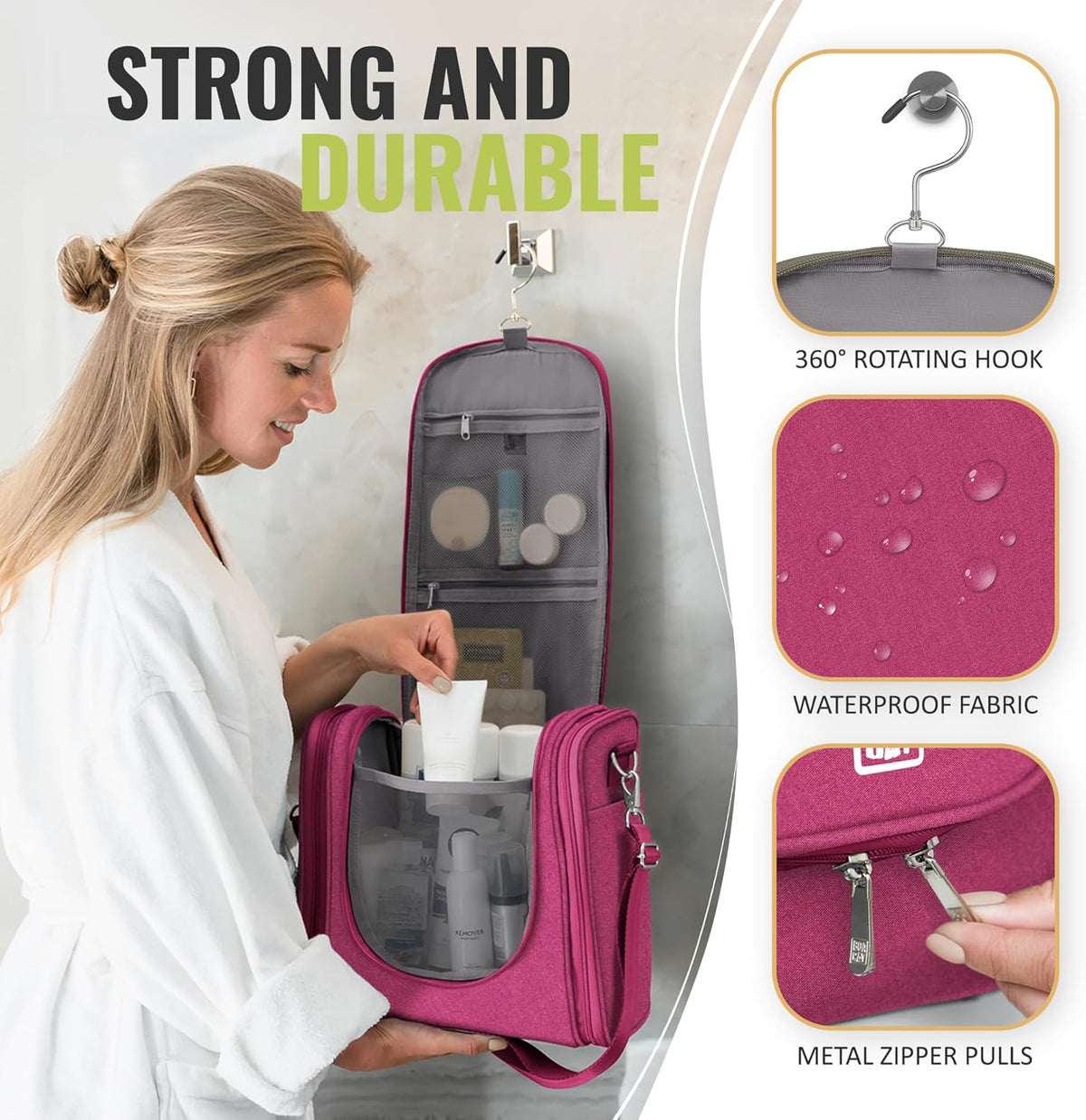 Extra Large Hanging Travel Toiletry Bag for Women and Men, Makeup Bag