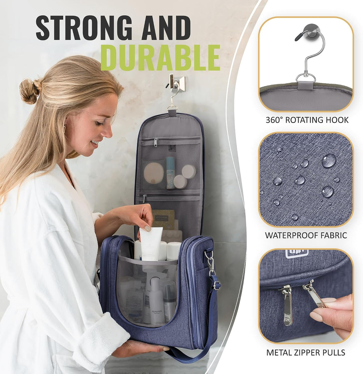 Extra Large Hanging Travel Toiletry Bag for Women and Men, Makeup Bag