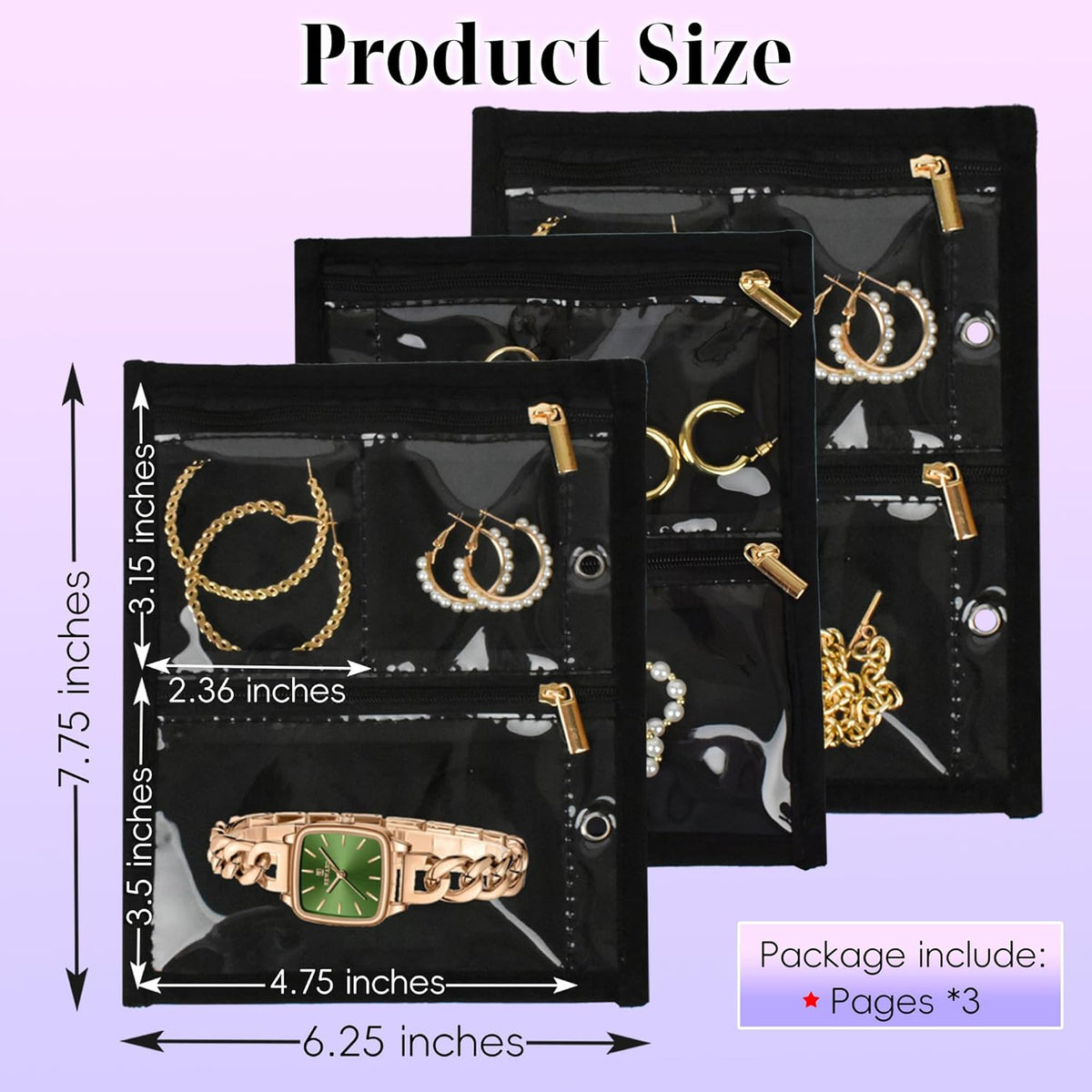 Travel Jewelry Organizer Case,Small Jewelry Bags Jewelry Storage Book Binder with Clear Zipper Velvet Pouch for Traveling,Earrings, Rings, Necklace, Bracelet (Pink)