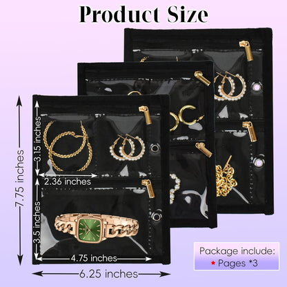 Travel Jewelry Organizer Case,Small Jewelry Bags Jewelry Storage Book Binder with Clear Zipper Velvet Pouch for Traveling,Earrings, Rings, Necklace, Bracelet (Pink)