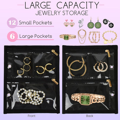 Travel Jewelry Organizer Case,Small Jewelry Bags Jewelry Storage Book Binder with Clear Zipper Velvet Pouch for Traveling,Earrings, Rings, Necklace, Bracelet (Pink)