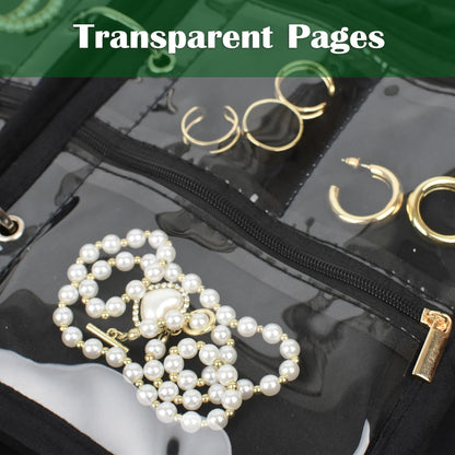 Travel Jewelry Organizer Case,Small Jewelry Bags Jewelry Storage Book Binder with Clear Zipper Velvet Pouch for Traveling,Earrings, Rings, Necklace, Bracelet (Pink)