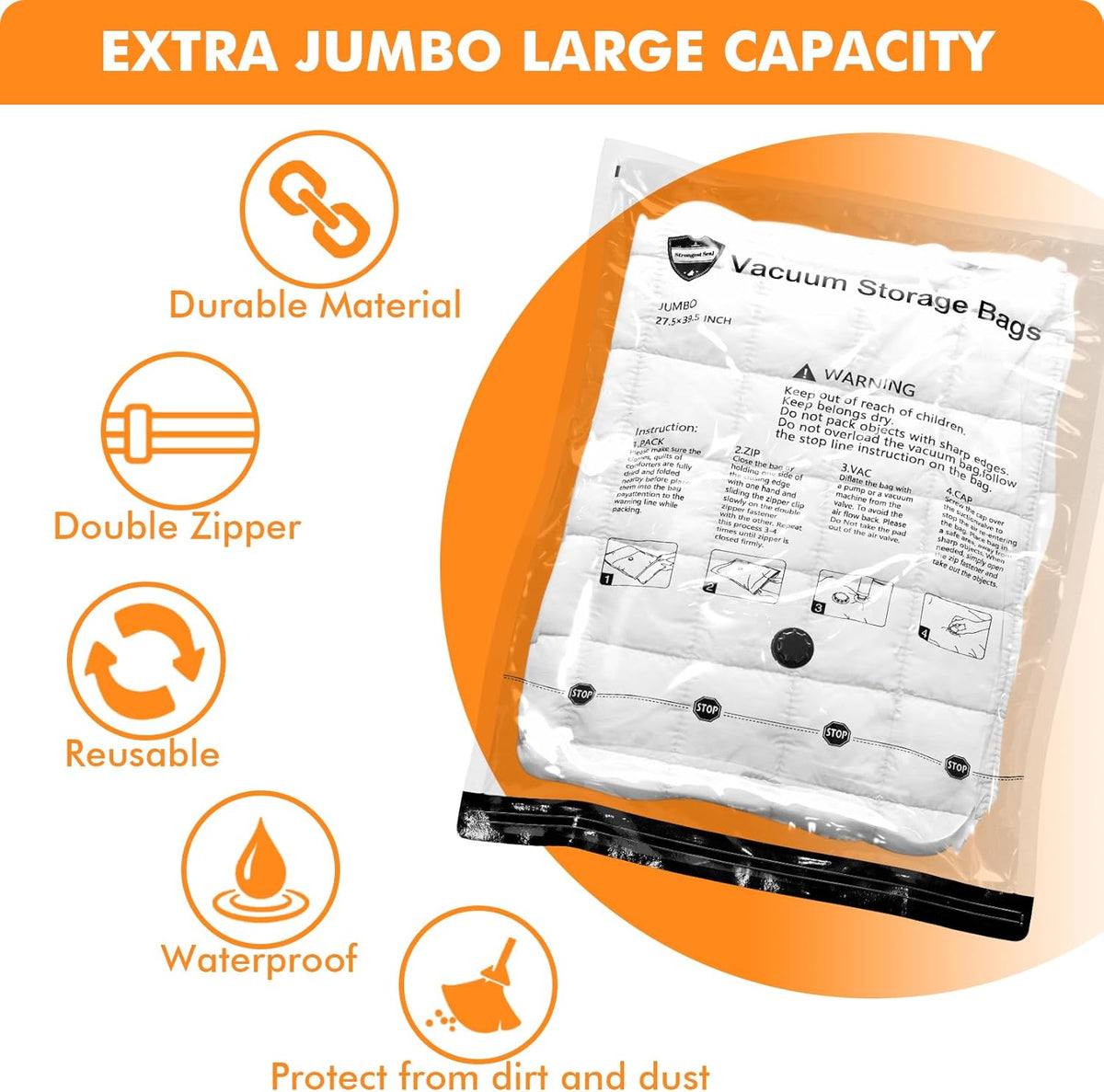 Vacuum Seal Bags for Clothing Travel & Home Storage, Travel Vacuum Bags with Pump,Space Saver for Blankets, Comforters, Pillows, Clothes,24 Combo with Electric Pump