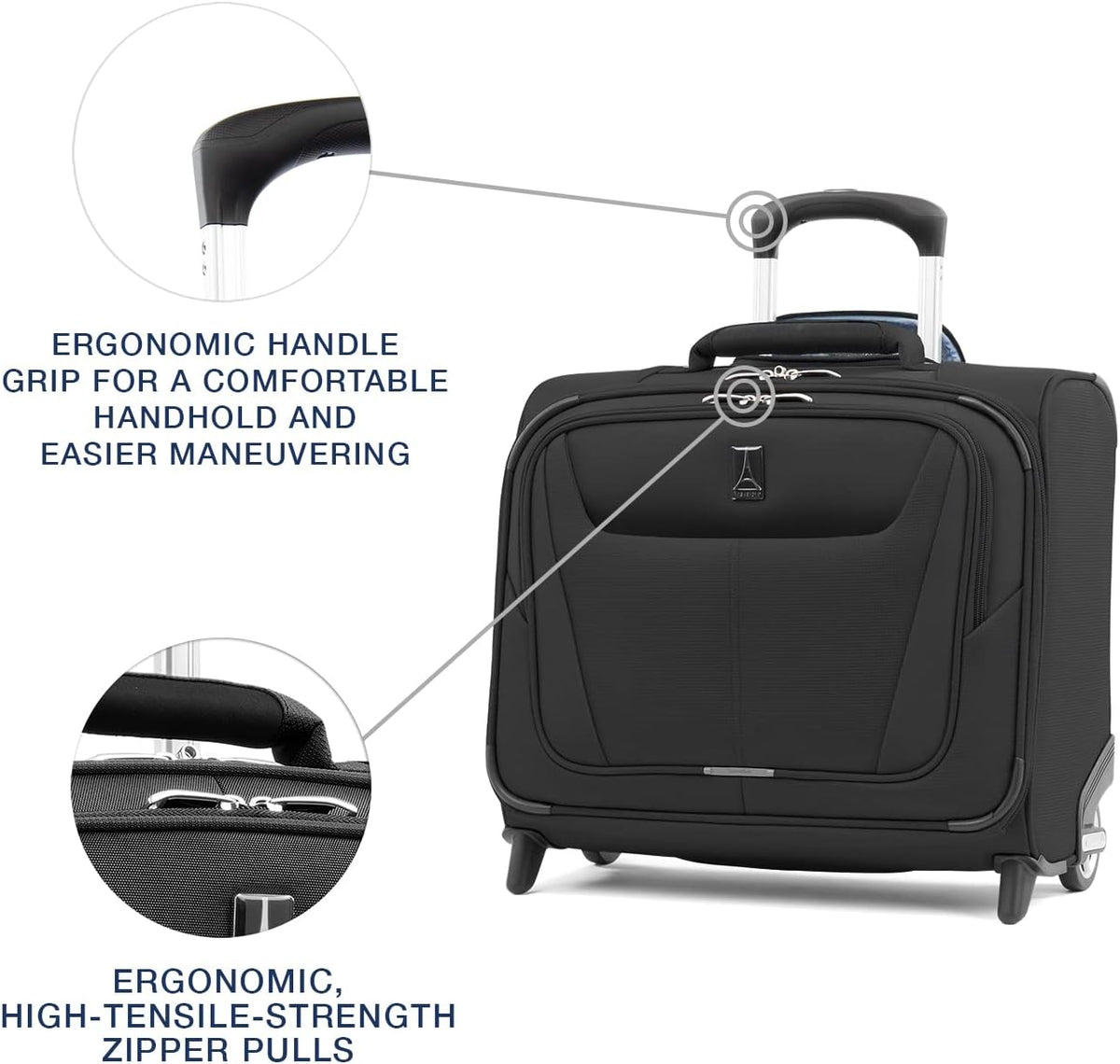 Maxlite 5 Softside Lightweight Rolling Underseat Tote Upright 2 Wheel Bag, Men and Women, 14-Inch — Black