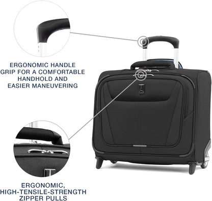 Maxlite 5 Softside Lightweight Rolling Underseat Tote Upright 2 Wheel Bag, Men and Women, 14-Inch — Black