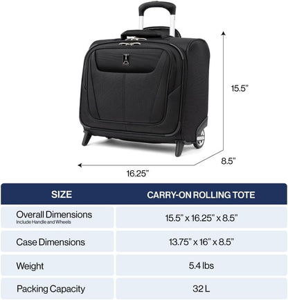 Maxlite 5 Softside Lightweight Rolling Underseat Tote Upright 2 Wheel Bag, Men and Women, 14-Inch — Black