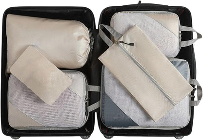 Compression Packing Bags - Travel Packing Cubes, 6 Piece Storage Organizer, Material Lightweight Design, Clothes Bedding Shoes Compression Space Saving, Premium Travel Organizer, Suitcase Airplane