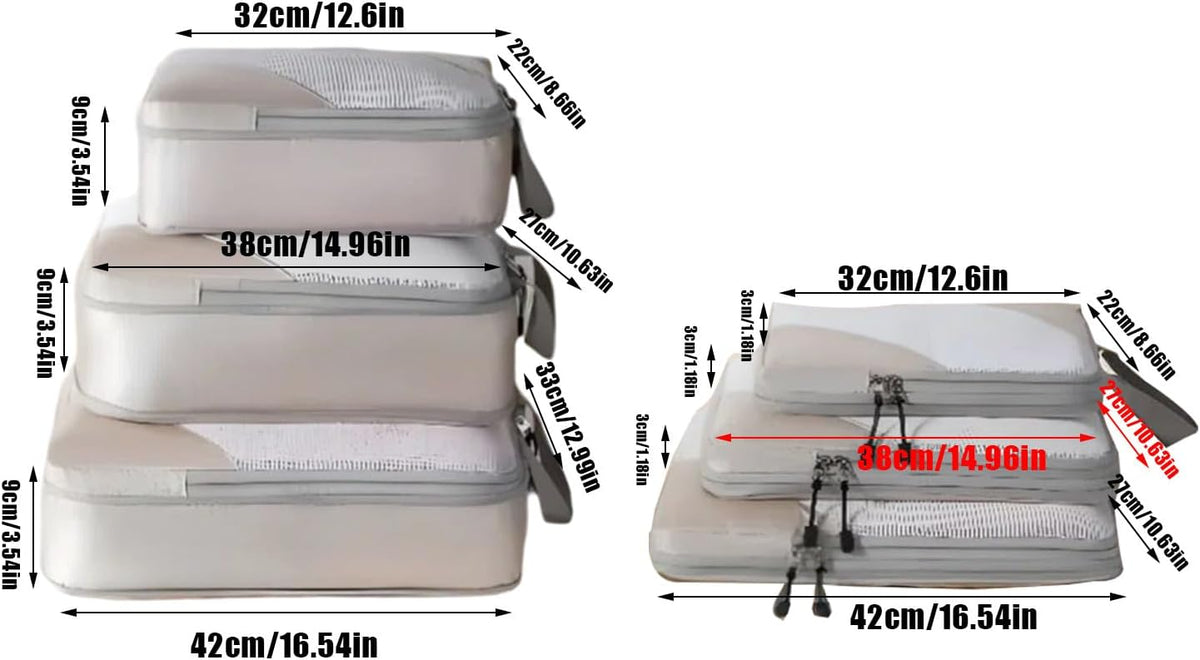 Compression Packing Bags - Travel Packing Cubes, 6 Piece Storage Organizer, Material Lightweight Design, Clothes Bedding Shoes Compression Space Saving, Premium Travel Organizer, Suitcase Airplane