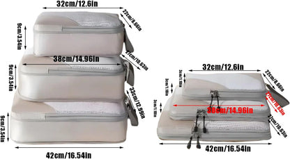Compression Packing Bags - Travel Packing Cubes, 6 Piece Storage Organizer, Material Lightweight Design, Clothes Bedding Shoes Compression Space Saving, Premium Travel Organizer, Suitcase Airplane