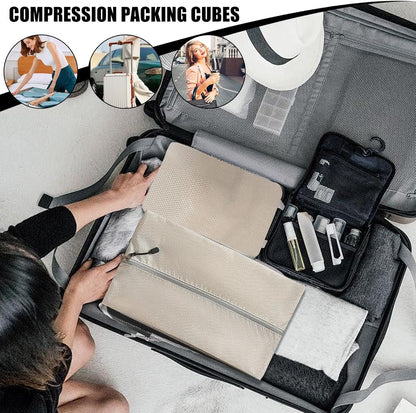 Compression Packing Bags - Travel Packing Cubes, 6 Piece Storage Organizer, Material Lightweight Design, Clothes Bedding Shoes Compression Space Saving, Premium Travel Organizer, Suitcase Airplane