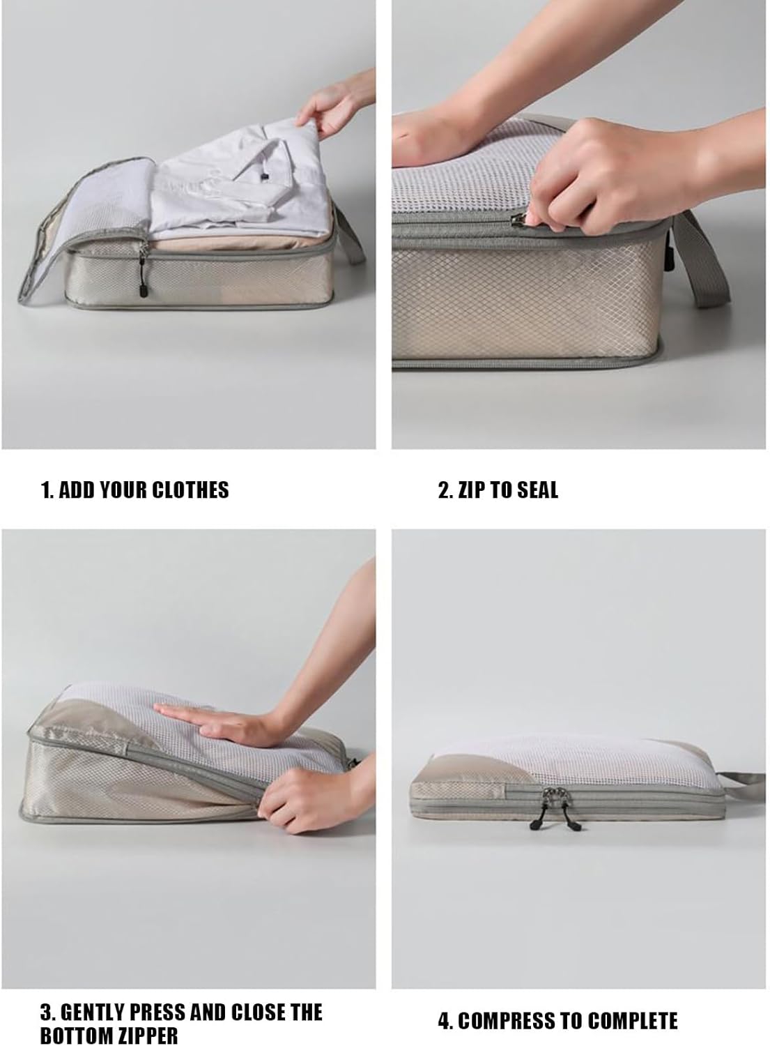 Compression Packing Bags - Travel Packing Cubes, 6 Piece Storage Organizer, Material Lightweight Design, Clothes Bedding Shoes Compression Space Saving, Premium Travel Organizer, Suitcase Airplane