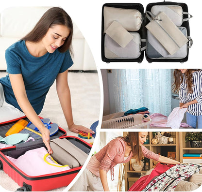 Compression Packing Bags - Travel Packing Cubes, 6 Piece Storage Organizer, Material Lightweight Design, Clothes Bedding Shoes Compression Space Saving, Premium Travel Organizer, Suitcase Airplane