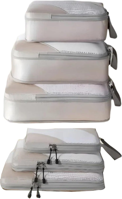 Compression Packing Bags - Travel Packing Cubes, 6 Piece Storage Organizer, Material Lightweight Design, Clothes Bedding Shoes Compression Space Saving, Premium Travel Organizer, Suitcase Airplane