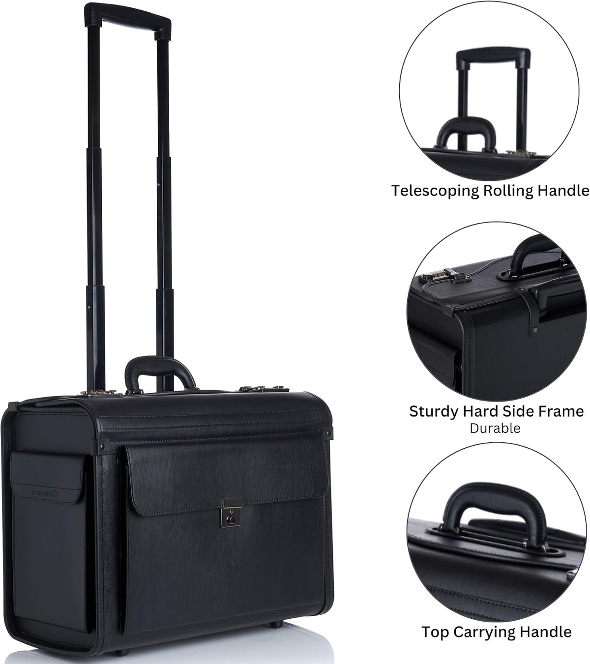 Rolling 17" Laptop Briefcase on Wheels Attache Lawyers Case Legal Size