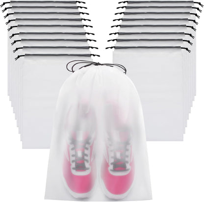 Shoe Bags for Travel, 6 Pcs, Transparent, Drawstring, Large | Clear, Shoe Organizer, With Rope, Travel Essentials, For Men Women