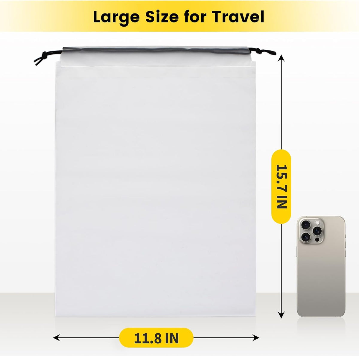 Shoe Bags for Travel, 6 Pcs, Transparent, Drawstring, Large | Clear, Shoe Organizer, With Rope, Travel Essentials, For Men Women