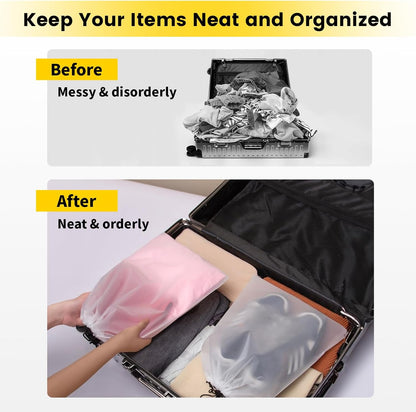 Shoe Bags for Travel, 6 Pcs, Transparent, Drawstring, Large | Clear, Shoe Organizer, With Rope, Travel Essentials, For Men Women