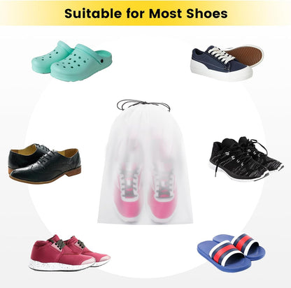Shoe Bags for Travel, 6 Pcs, Transparent, Drawstring, Large | Clear, Shoe Organizer, With Rope, Travel Essentials, For Men Women