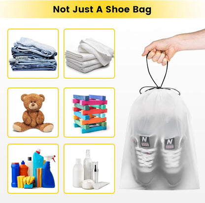 Shoe Bags for Travel, 6 Pcs, Transparent, Drawstring, Large | Clear, Shoe Organizer, With Rope, Travel Essentials, For Men Women