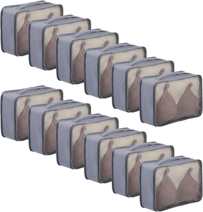 12 Pcs Packing Cubes Luggage Organizers Small Mesh Clothing Underwear Bag Foldable Laundry Bags for Travel Hiking Camping Backpacking