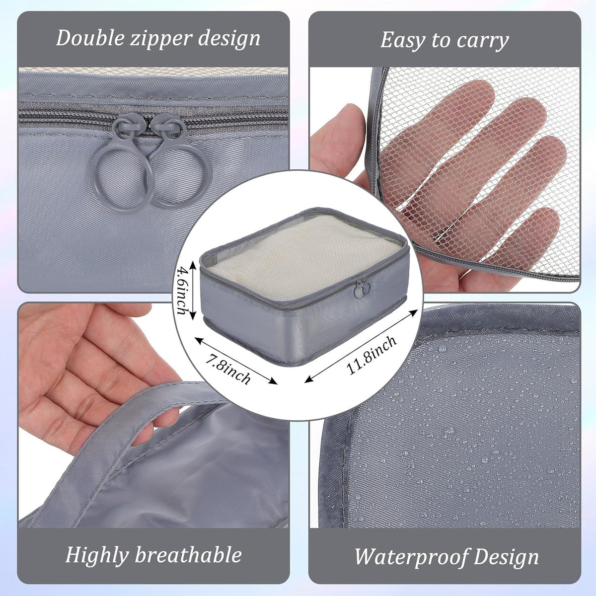 12 Pcs Packing Cubes Luggage Organizers Small Mesh Clothing Underwear Bag Foldable Laundry Bags for Travel Hiking Camping Backpacking