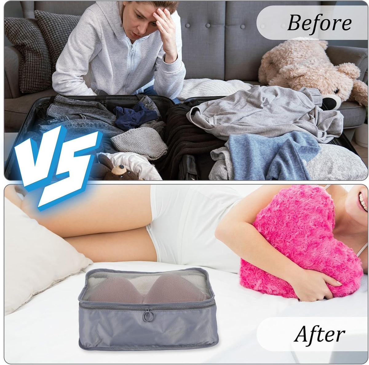 12 Pcs Packing Cubes Luggage Organizers Small Mesh Clothing Underwear Bag Foldable Laundry Bags for Travel Hiking Camping Backpacking