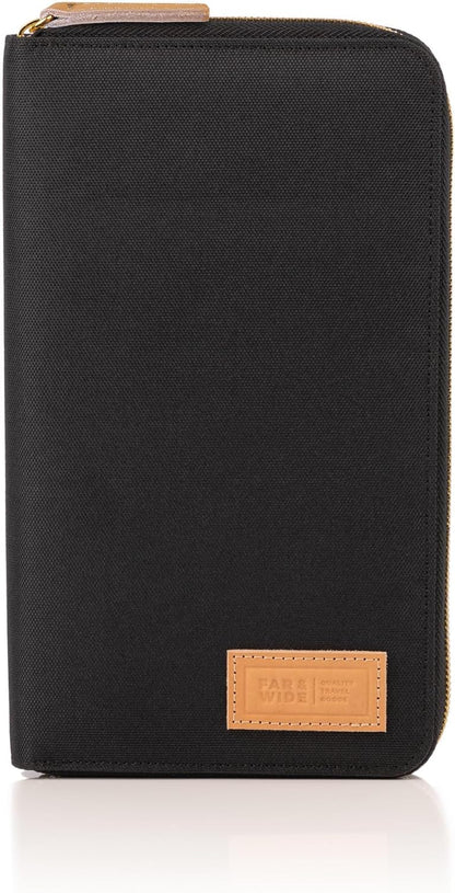 Premium Family Passport Holder and Document Organiser for 4 with RFID Blocking (Black)